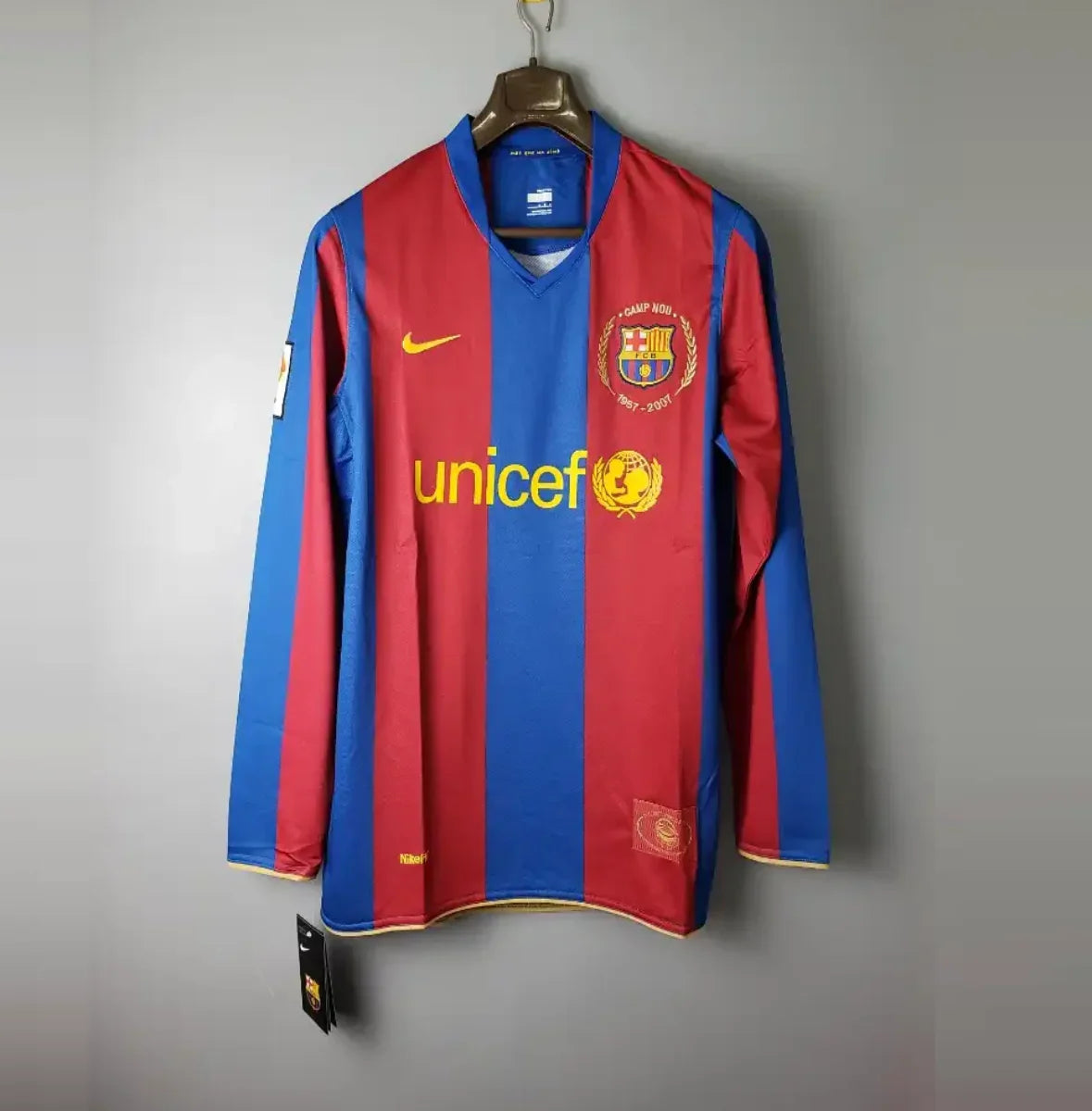 Camiseta Retro FC Barcelona Manga Larga 2007-08 - Fútbol Club Vintage