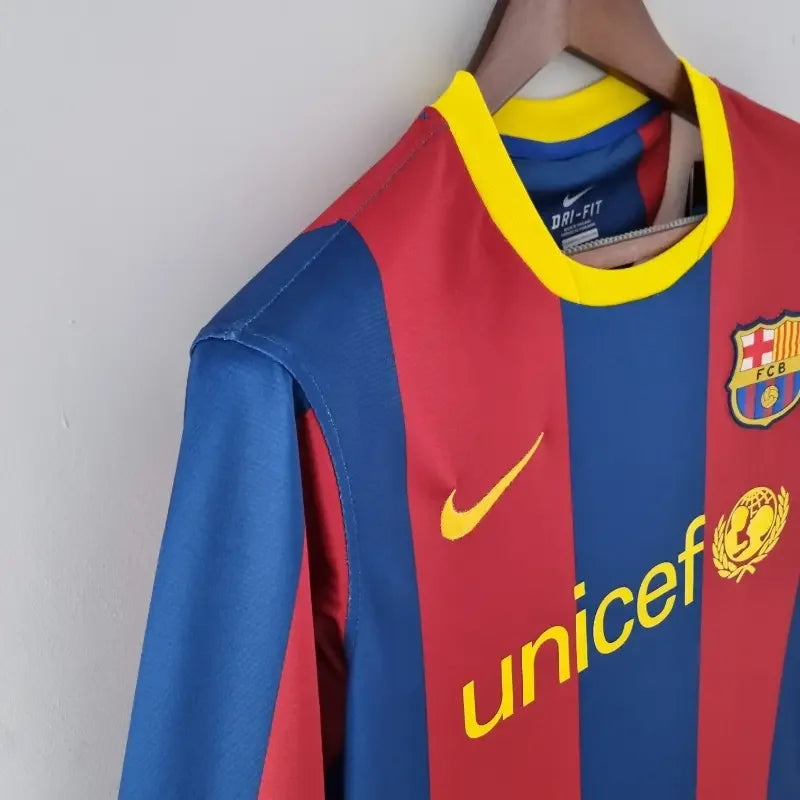 Camiseta Retro FC Barcelona Manga Larga 2010-11 - Fútbol Club Vintage